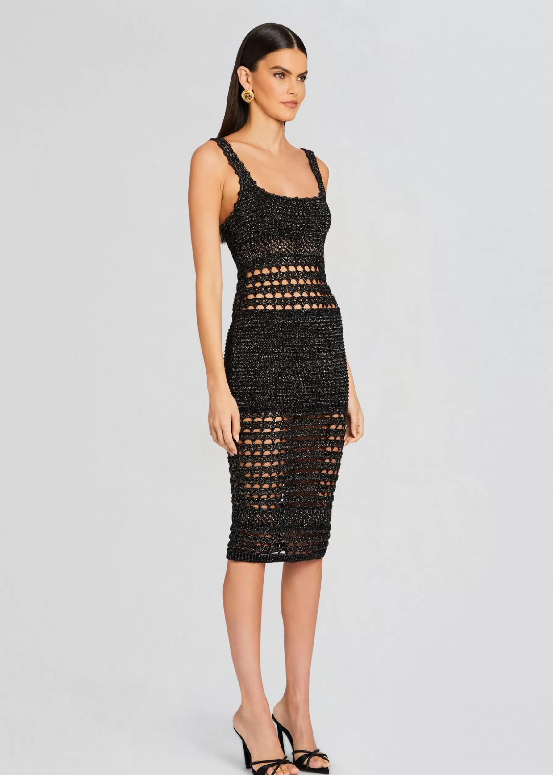 Retrofete Avril Knit Crochet Dress Black/Gold Flash Sale