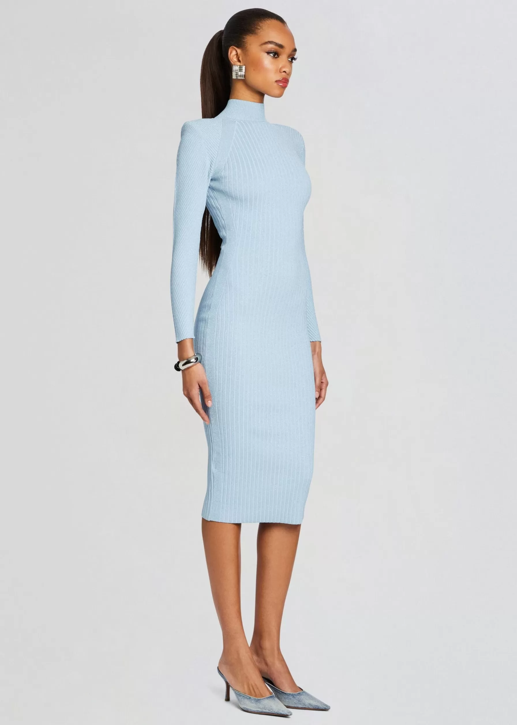 Retrofete Aylin Rib Knit Dress Powder Blue Clearance