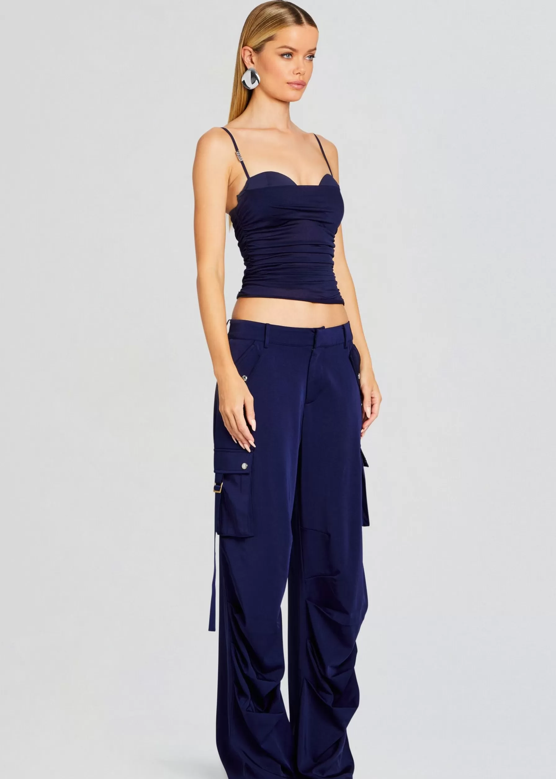 Retrofete Lai Satin Cargo Pant Navy Best Sale