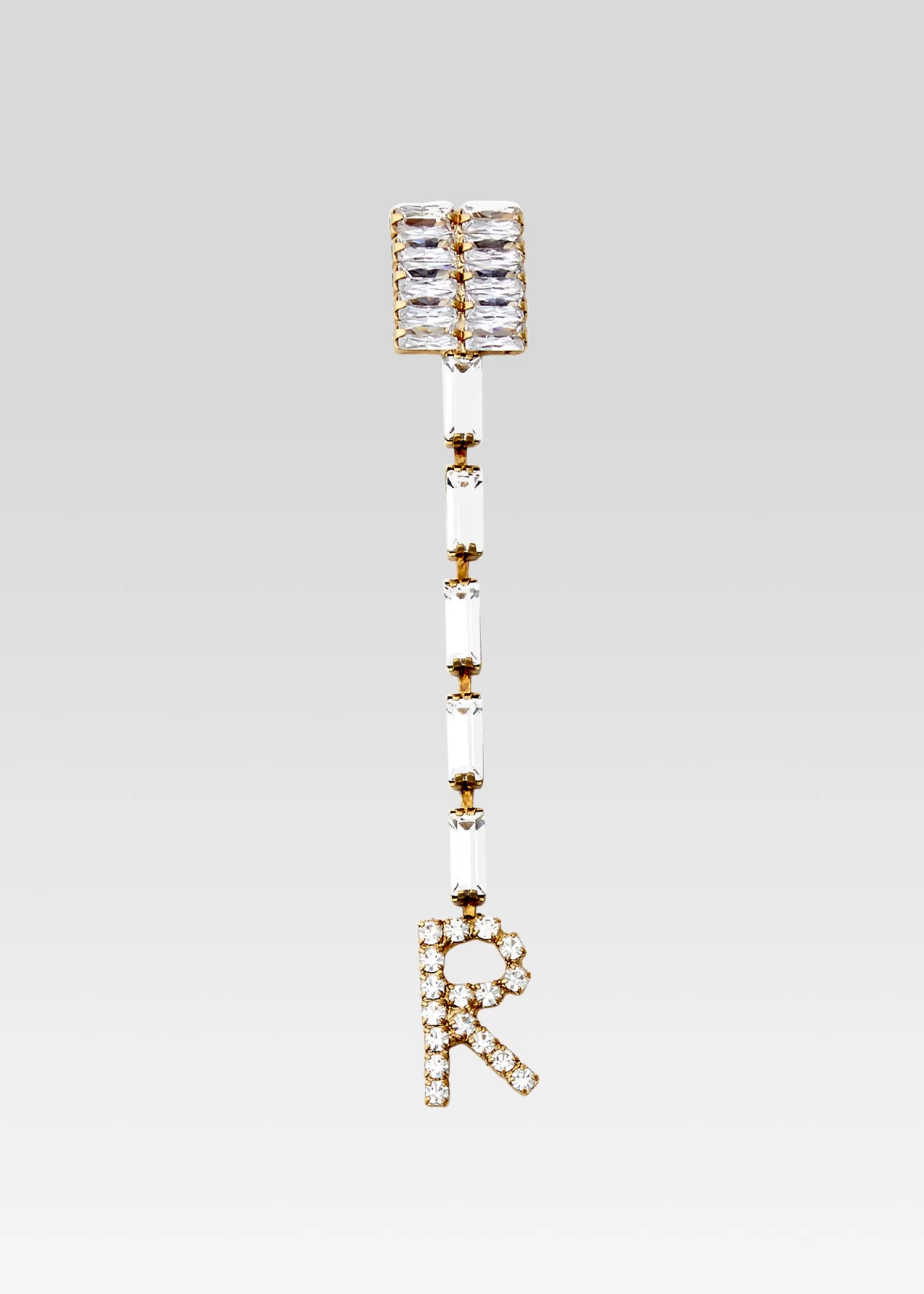 Retrofete Lara Block Crystal Letter Drop Earring Gold Flash Sale