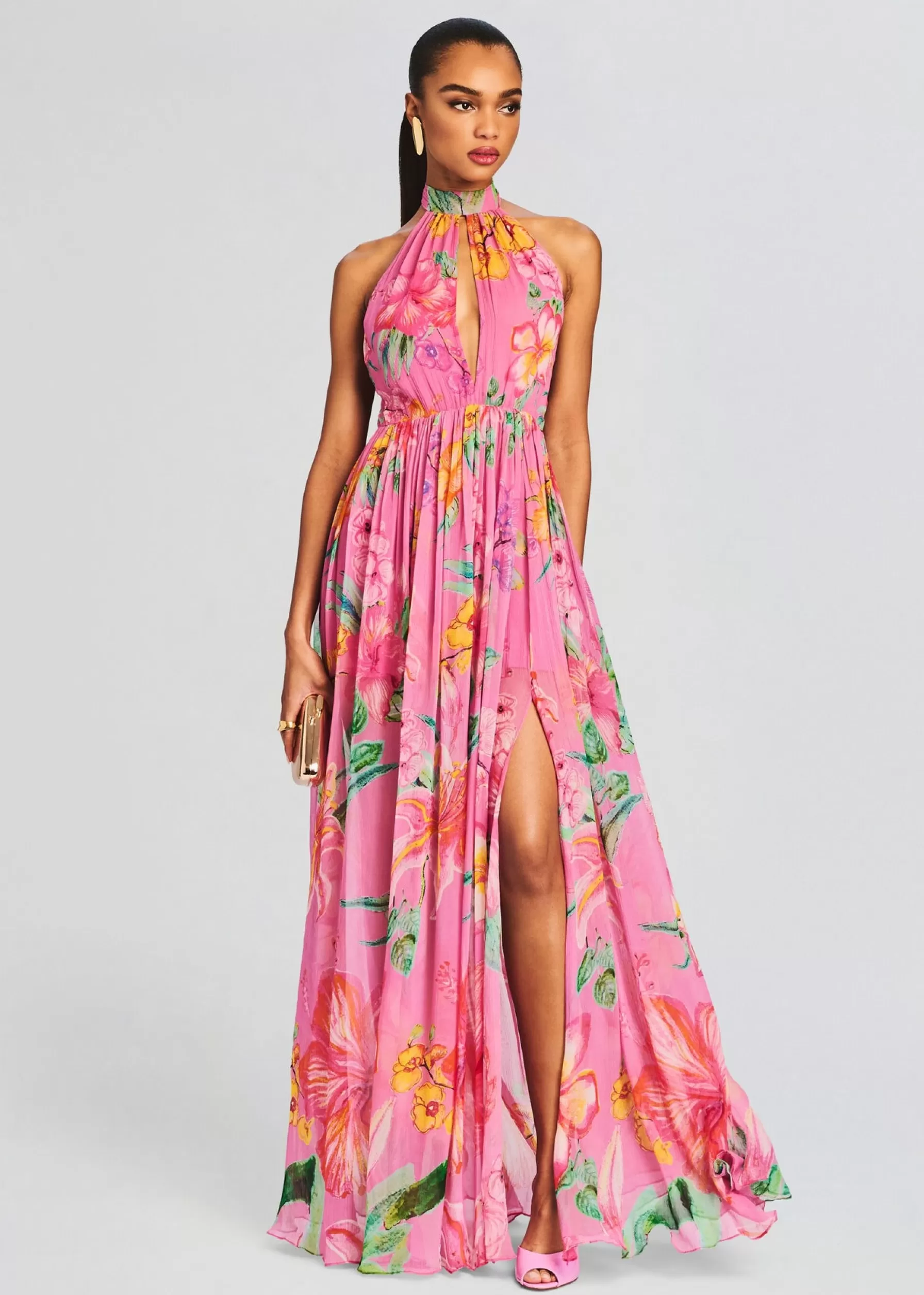Retrofete Megan Long Dress Pink Floral Online