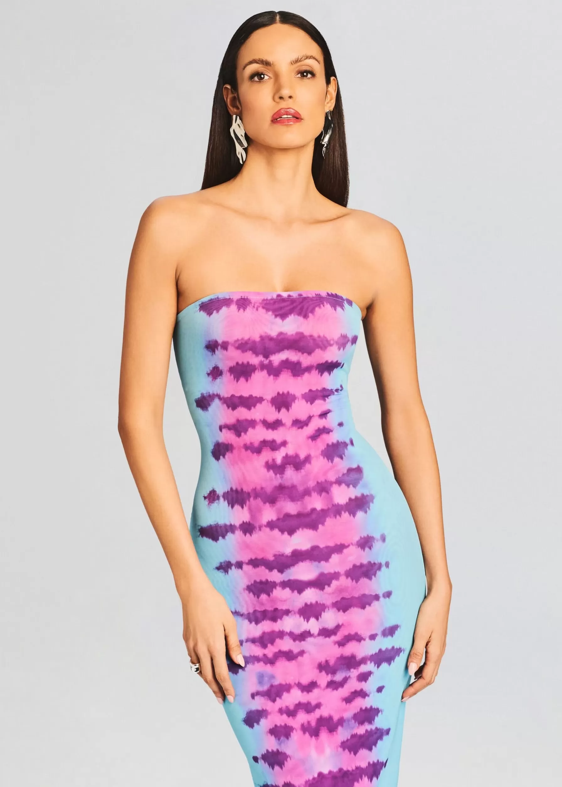 Retrofete Opal Long Dress Turquoise and Pink New