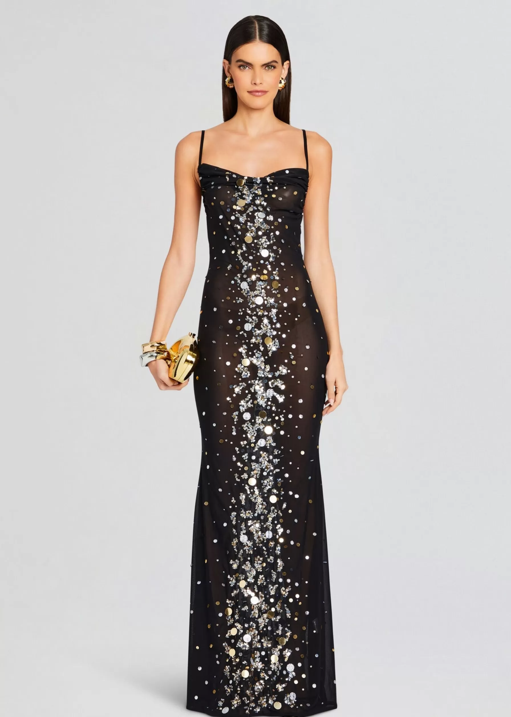 Retrofete Rainey Embellished Dress Black/Silver Gold New