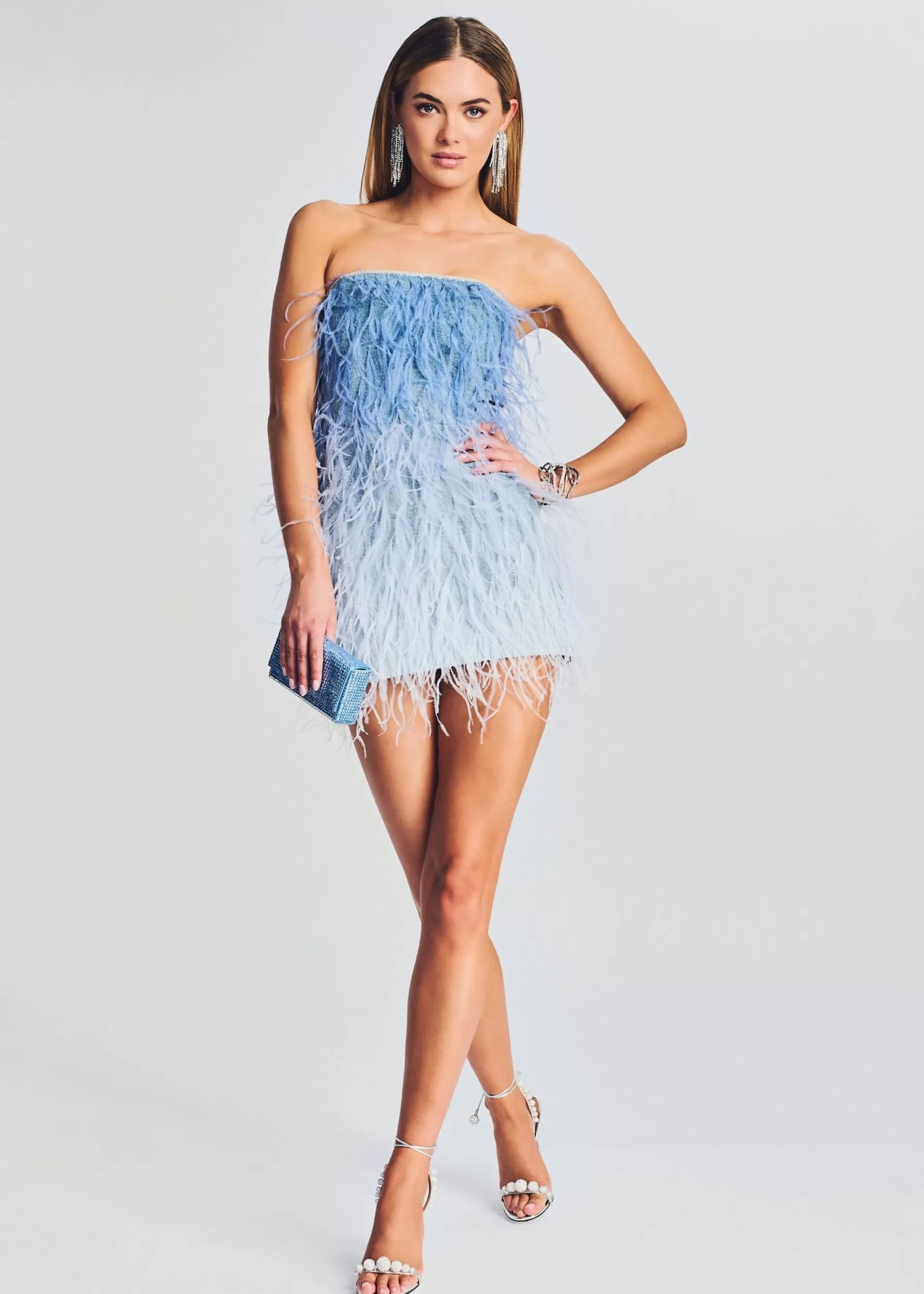 Retrofete Sofia Feather Dress White/Ombre New