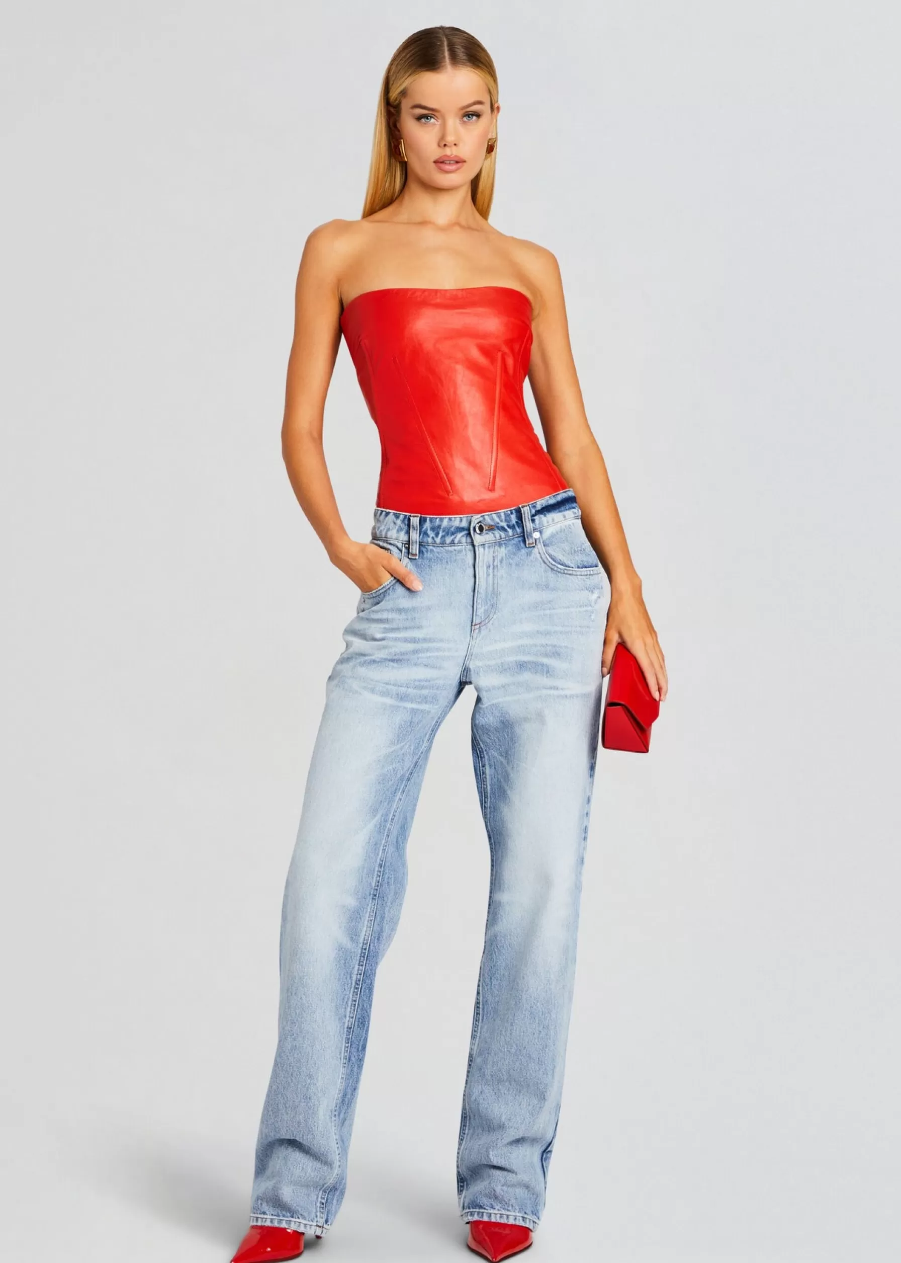 Retrofete Veda Leather Top Fiery Red Outlet